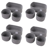 Kuber Industries Pack of 12 Cotton Woven Storage Basket With Handle|Shelf Basket Hamper|Organizer for Toys, Socks, Cosmetic|Capacity 9.2L, 3L,3L|Grey|